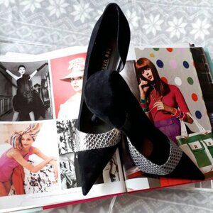 NWOT Ann Marino black & textured silver heeled pumps 10